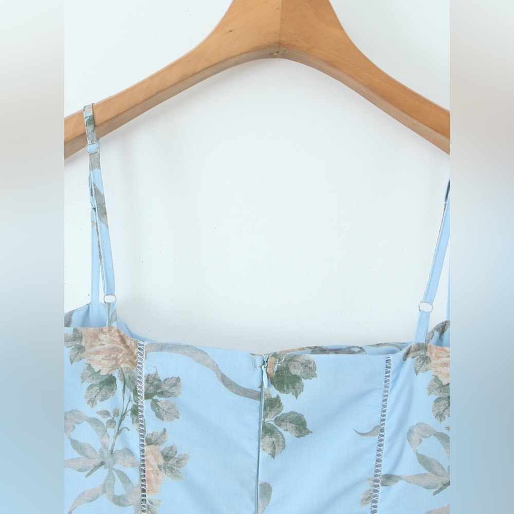 NWT Romantic Floral Midi Dress with Bustier Top & Ruffle Hem Size S-L summer - Picture 7 of 12